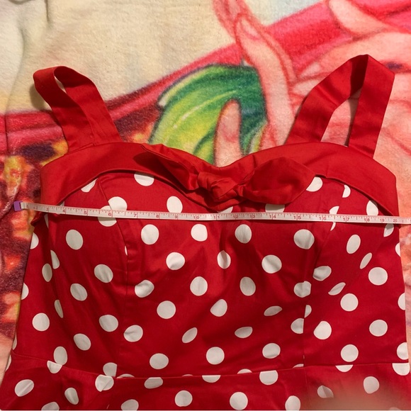 GOLIGHTLY PIN UP GIRL Red & White Polkadots Full Skirt Fit & Flare Midi DRESS! - Picture 13 of 15